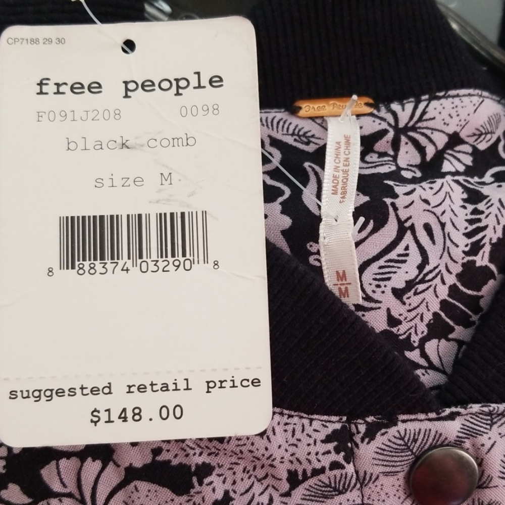NWT Free People Floral Bomber Jacket - Picture 5 of 6